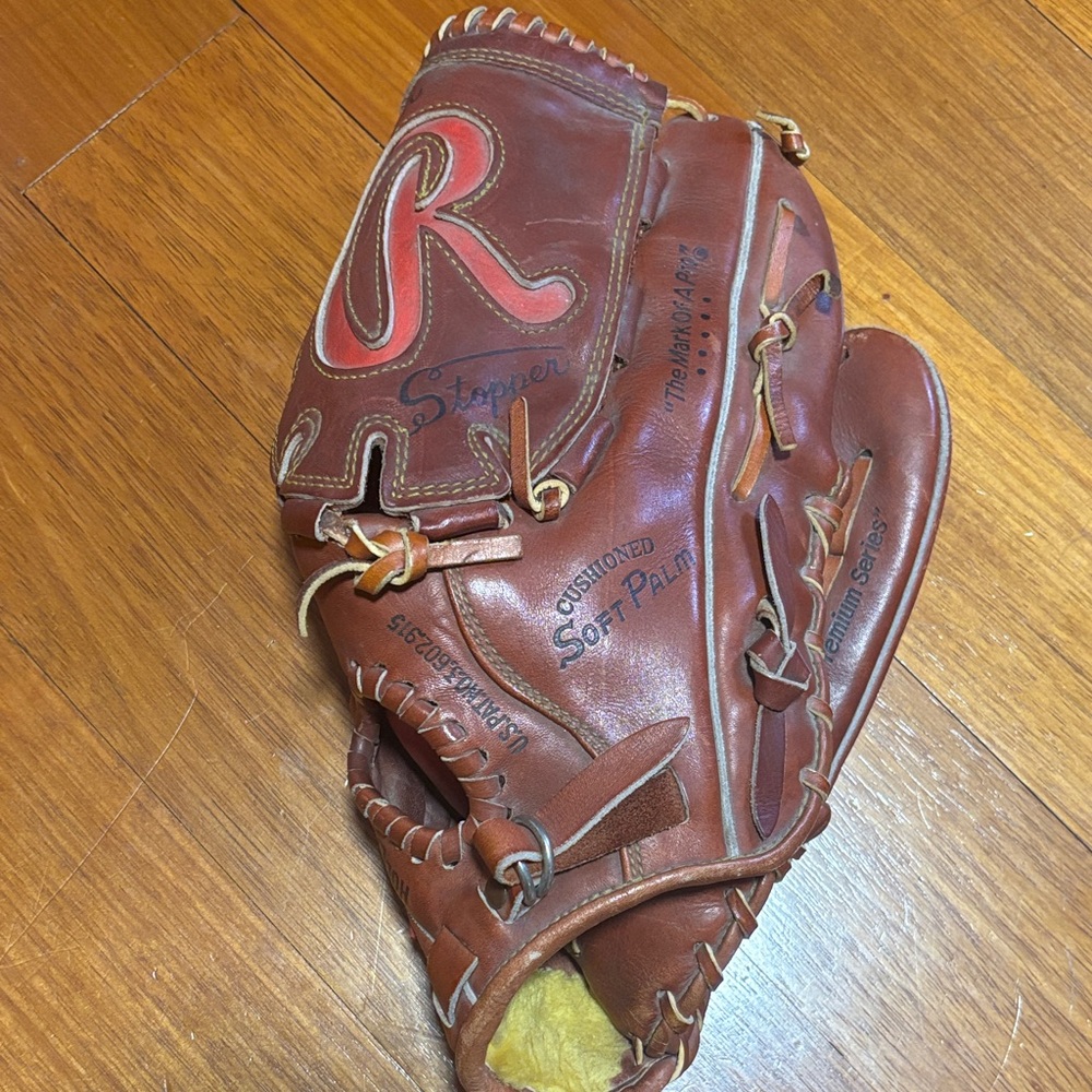 Rawlings Brown and Red Leather Baseball Glove